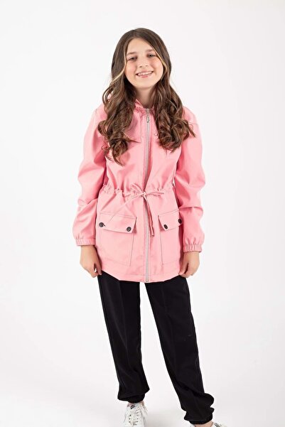 Mnk Baby&Kids Κοριτσίστικο εποχιακό αδιάβροχο με αδιάβροχο με τσέπη M00752 ΡΟΖ