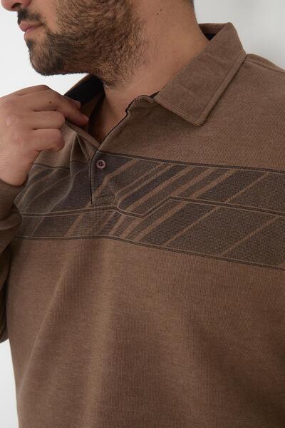 Maccali Ανδρικό μπλουζάκι Basic Plus Size Winter Oversized Mink Polo γιακά