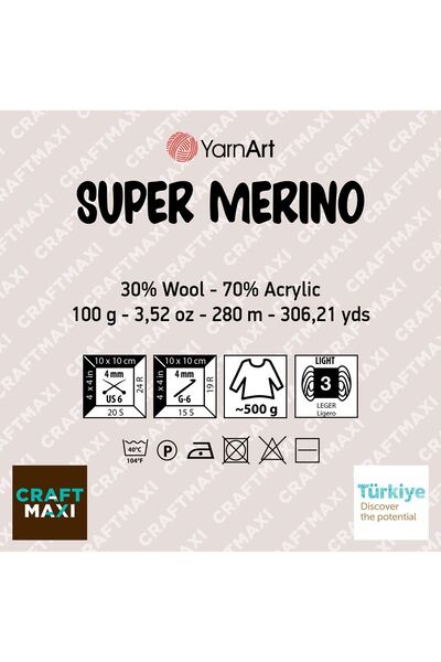 Yarnart Super Merino - Hand Knitting Thread Black-217