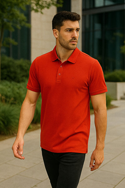 Maccali Tricou pentru bărbați, slim fit, cu mânecă scurtă, cu guler polo