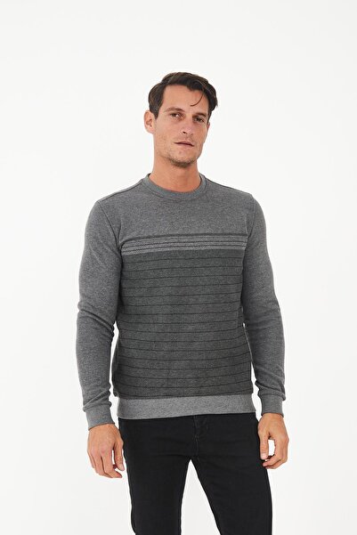 Maccali Ανδρικό χειμερινό γκρι φούτερ CityChic με μονόχρωμο λαιμόκοψη