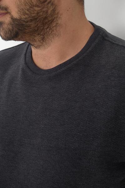 Maccali Men's Winter Crew Neck Oversized Basic Gray Sweatshirt