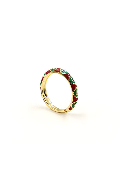 Sose Moda Zigzag Patterned Colorful Enamel Ring |   Adjustable, Stylish and Modern Design