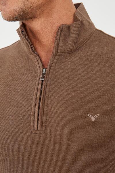 Maccali Ανδρικό φούτερ με μισό φερμουάρ Fisherman Basic Long Mink