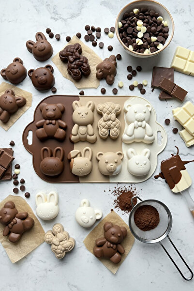 Kitchen Life 8 Different Bear and Rabbit Molds Silicone Cake and Cookie Mold Set Multi-Purpose Baking Mold