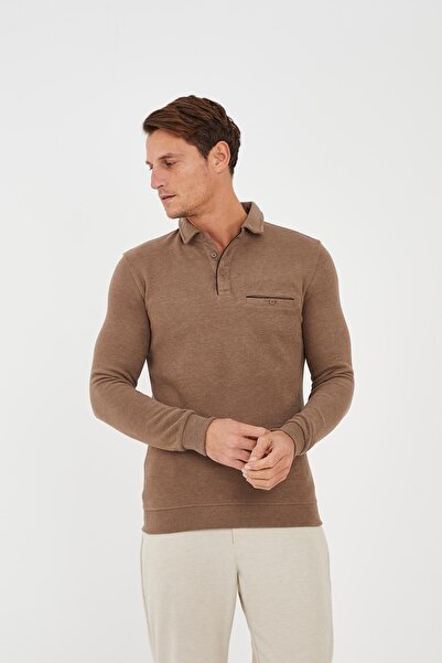 Maccali Ανδρικό μπλουζάκι Timeless Basic Long Straight Mink Polo με τσέπες