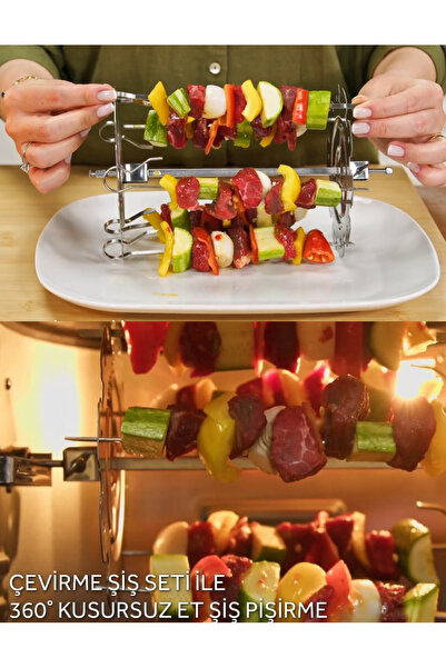 Rexon Xxl AirFryer Yağsız Fritöz Tavuk Çevirme Izgara 360° Dönüş 12 LT Kapasite 7 Farklı Aparat BEYAZ