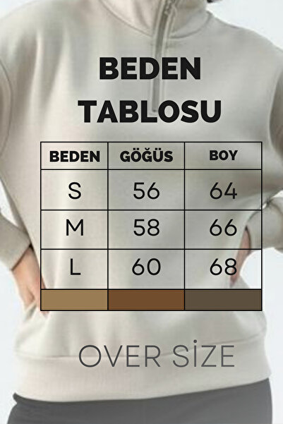 Balenbi Γυναικείο φούτερ με 3 κλωστές, με μισό φερμουάρ, oversize 1112