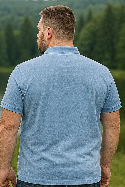 Maccali Ανδρικό μπλουζάκι με μεγάλο μέγεθος Loose Basic μπλε γιακά πόλο