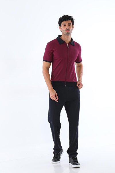 Piyera Tricou pentru bărbați, din țesătură americană, cu guler polo și fermoa...