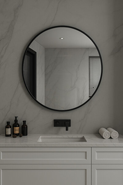 HOMEZ NEED 70cm Round Wall Mirror with Elegant Black Frame (Model H15)