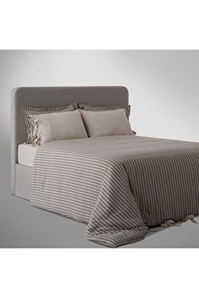 Ecocotton طقم غطاء لحاف مقاس كبير 100% من القطن العضوي والكتان أنثراسايت 240x220 سم