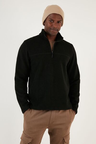 Buratti Slim Fit Half Zipper Soft Textured Raised Winter Fleece Men's Fleece 59060011