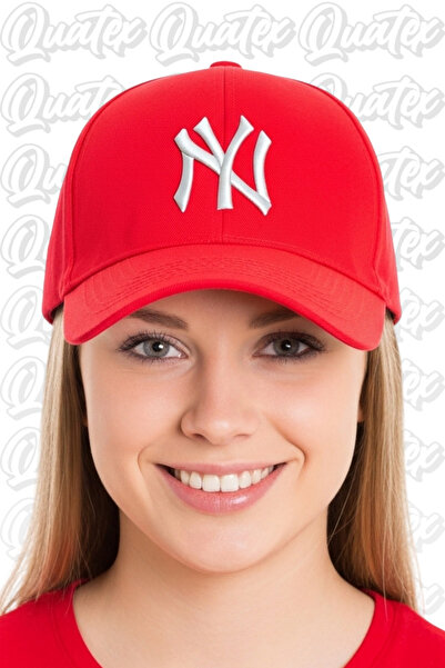 QUATEX Ny New York Вишита шапка – Червона 100% бавовна габардин, унісекс модель