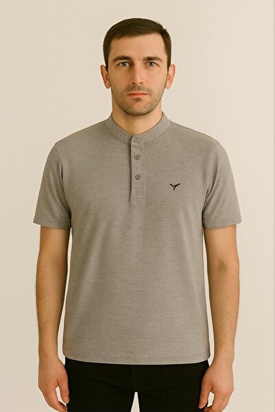 Maccali Ανδρικό κοντομάνικο γιακά δικαστή καλοκαιρινό μέντα φαρδύ μπλουζάκι