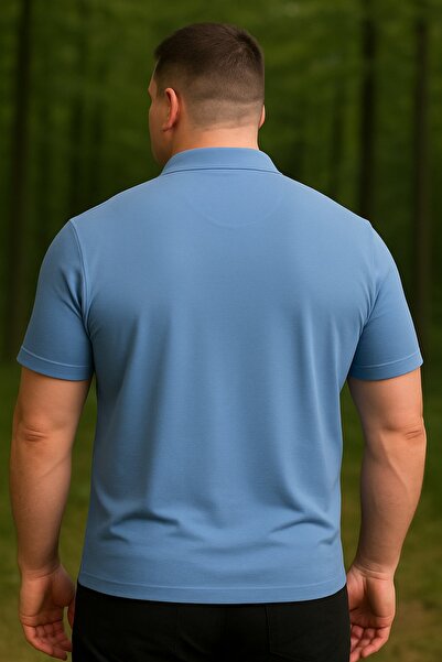 Maccali Ανδρικό μπλουζάκι μεγάλου μεγέθους Basic μπλε γιακά πόλο με τσέπες