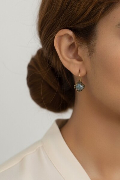 Süspüs Accessories Labradorite Stone Flower Model Authentic Earrings