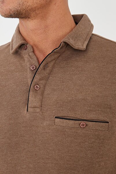 Maccali Ανδρικό μπλουζάκι Timeless Basic Long Straight Mink Polo με τσέπες