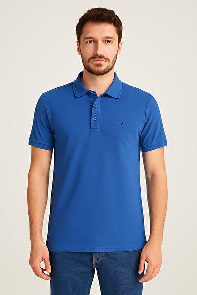 Maccali Ανδρικό μπλουζάκι με κοντό μανίκι Basic μπλε γιακά πόλο