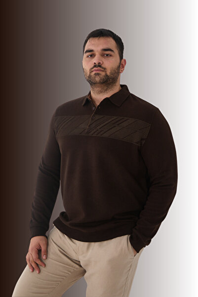 Maccali Ανδρικό μπλουζάκι Basic Plus Size Χειμερινό καφέ πόλο γιακά