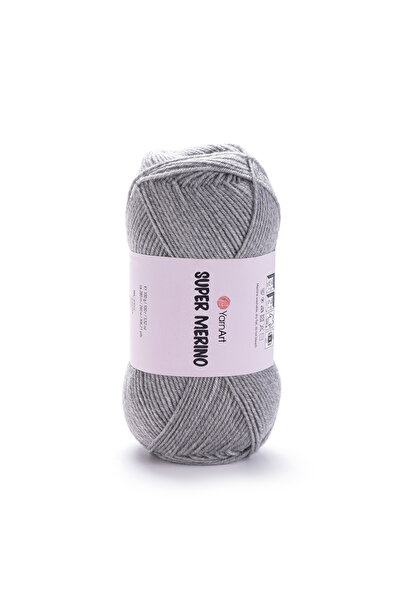 Yarnart سوبر ميرينو - خيط محبوك يدويًا رمادي فاتح - 195