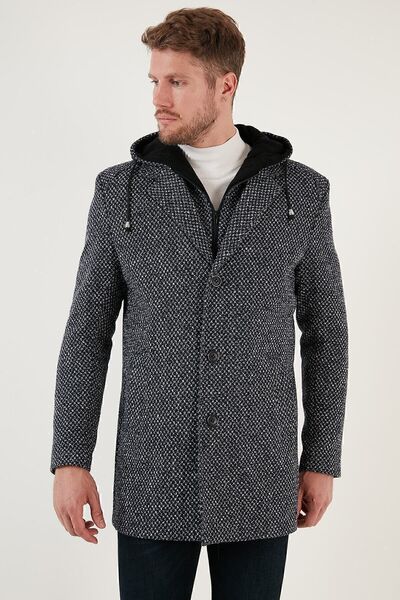 Buratti Знімний капюшон, смугастий, облягаючий, кашеміровий пальто, чоловіче пальто 5841013