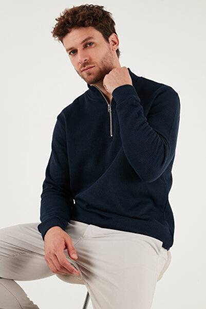 Buratti Бавовняний Relaxed Fit Півзастібка-блискавка Без коміра Трикотажний светр Чоловічий SWEAT 5901076