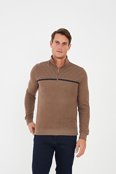 Maccali Ανδρικό φούτερ UrbanEdge με ριγέ φερμουάρ με ψηλό λαιμό βιζόν