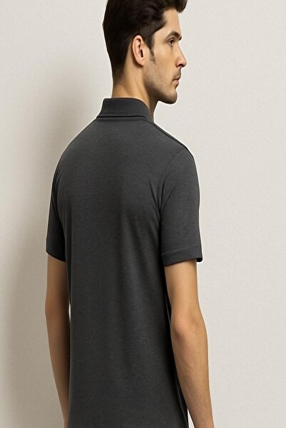 Maccali Men's Short Sleeve Striped Summer Smoked Polo Neck T-Shirt