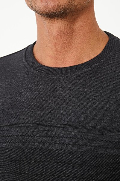 Maccali Чоловічий CityChic з рівним малюнком, велосипедним коміром, зимовий антрацитовий світшот