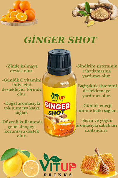 VİTUP Ginger Shot - 10 Adet (CAM ŞİŞELİ) -PESTİSİT ANALİZLİ