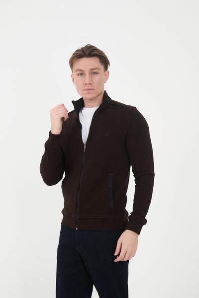 Maccali Ανδρικό φούτερ PeakLayer Basic Winter Brown με τσέπες με φερμουάρ