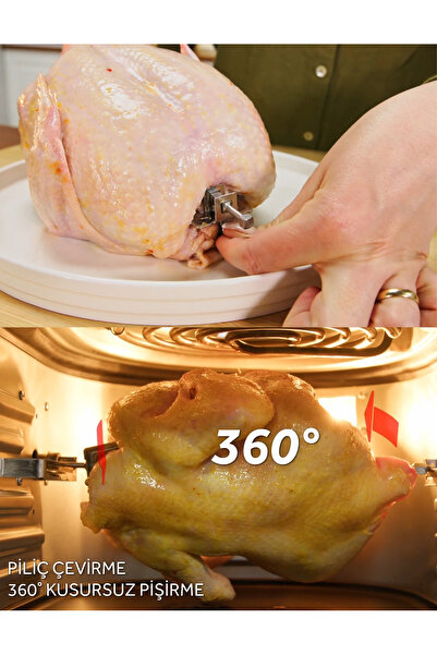 Rexon Xxl AirFryer Yağsız Fritöz Tavuk Çevirme Izgara 360° Dönüş 12 LT Kapasite 7 Farklı Aparat BEYAZ