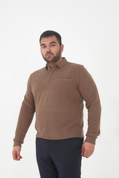 Maccali Ανδρικό μπλουζάκι με γιακά πόλο με τσέπες, χειμερινό φαρδύ μονόχρωμο βιζόν