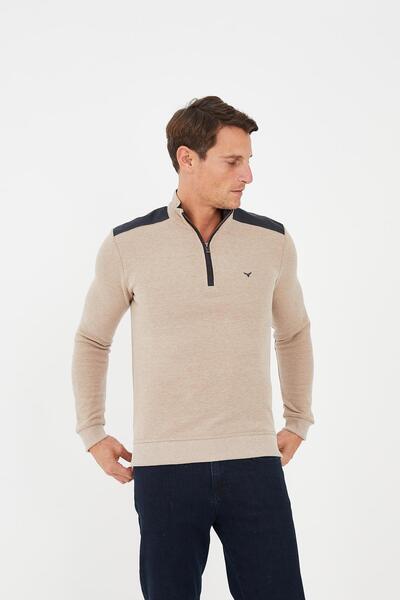 Maccali Ανδρικό φούτερ Streamline με μοτίβο ώμου Χειμερινό ψηλό κρεμ φούτερ