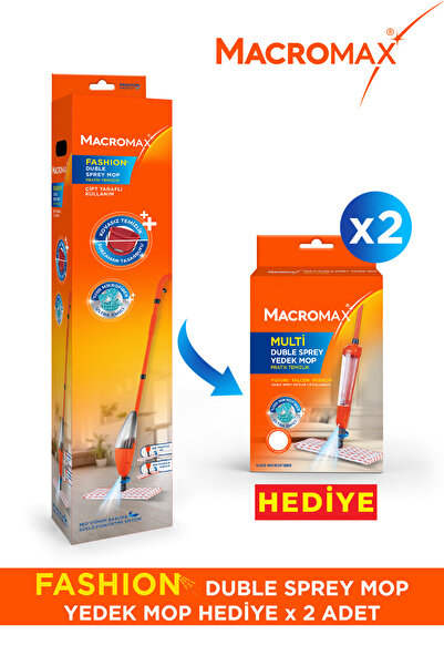 MACRO MAX Garantili - Fashion Yeni Nesil Duble Sprey Mop Çift Taraflı Kullanım 2 Adet Yedek Mop Hediye