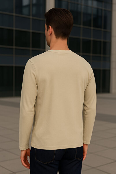Maccali Ανδρικό μακρυμάνικο casual βασικό μπεζ φούτερ