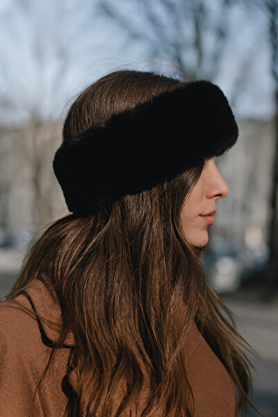 Butik Siyah Kışlık peluş boyunluk bandana (standarttır)