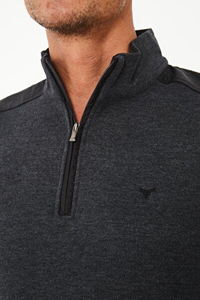 Maccali Ανδρικό φούτερ Streamline με μοτίβο ώμου Χειμερινό ψηλό ανθρακί