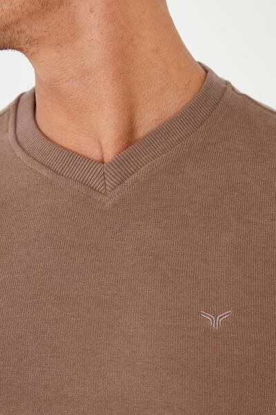 Maccali Ανδρικό φούτερ RelaxFit Winter V-Neck Long Straight Mink