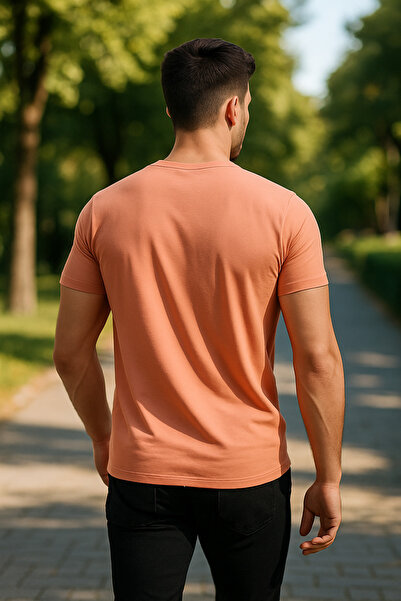 Maccali Ανδρικό κοντομάνικο καλοκαιρινό βασικό μπλουζάκι από βαμβακερή πούδρα