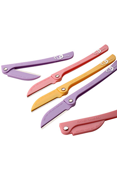 Lawazim 5-Piece Eyebrow Razor Set - Foldable Facial Shapers for Peach Fuzz & Exfoliating