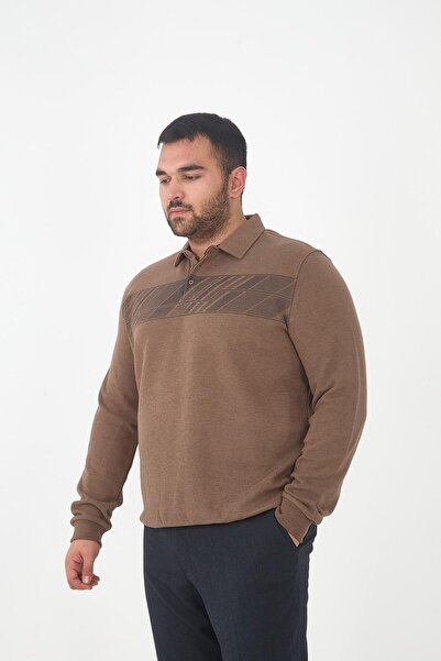 Maccali Ανδρικό μπλουζάκι Basic Plus Size Winter Oversized Mink Polo γιακά