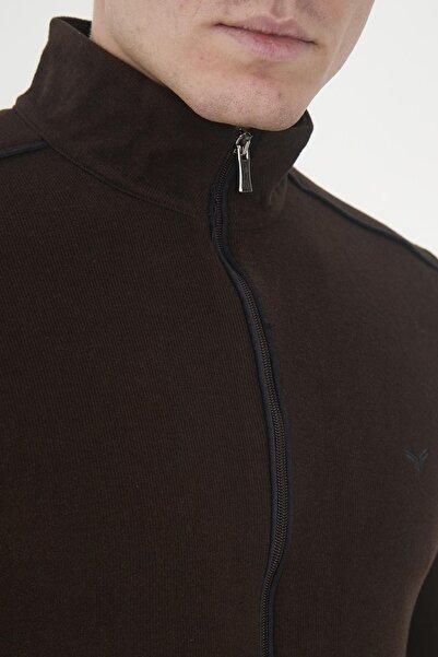 Maccali Ανδρικό φούτερ PeakLayer Basic Winter Brown με τσέπες με φερμουάρ