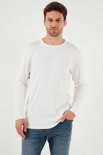 Buratti Памучна блуза с облегаща кройка и обло деколте за мъже SWEAT 59050741