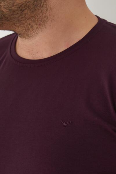 Maccali Men's Slim Fit Oversize Short Sleeve Basic T-Shirt Claret Red