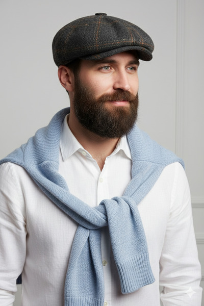 Hat Town Ekoseli İngiliz Model Erkek Kasket Şapka