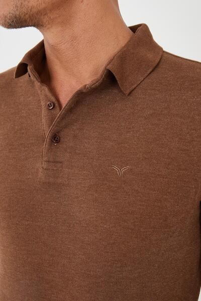 Maccali Ανδρικό μπλουζάκι Elite Comfort Basic Winter Cinnamon Polo με λαιμόκοψη