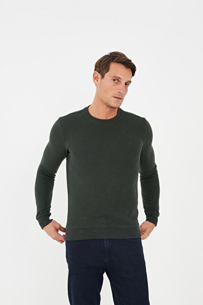 Maccali Ανδρικό φούτερ ComfortFit Long Crew Neck Basic Khaki