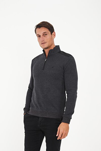 Maccali Ανδρικό φούτερ Streamline με μοτίβο ώμου Χειμερινό ψηλό ανθρακί